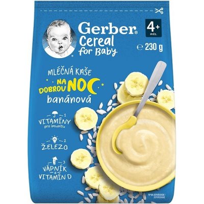 GERBER Cereal mléčná kaše banánová Dobrou noc 230 g – Zbozi.Blesk.cz