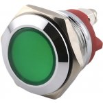 LED kontrolka kovová šroubovací, pro průměr otvoru 19mm, stříbrná Zelená 12-24 V DC | Zboží Auto