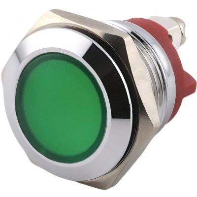 LED kontrolka kovová šroubovací, pro průměr otvoru 19mm, stříbrná Zelená 12-24 V DC | Zboží Auto
