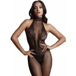 Le Désir Halter Neck and Lace Bodystocking, černé průsvitné erotické body s otevřeným rozkrokem – Zboží Dáma