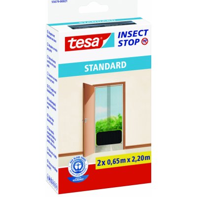 Tesa Insect Stop síť proti hmyzu STANDARD, do dveří, na suchý zip antracitová, 2x 0,65 m × 2,2 m pro max. šířku dveří 1,3 m, kompletní sada – Zbozi.Blesk.cz