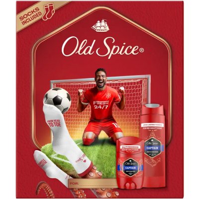 Old Spice Footballer, Dárková sada s tuhým deodorantem 50 ml + sprchovým gelem Captain 250 ml + otvírák – Sleviste.cz