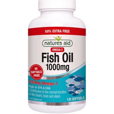 Natures aid Omega 3 1000 mg rybí olej 120 kapslí