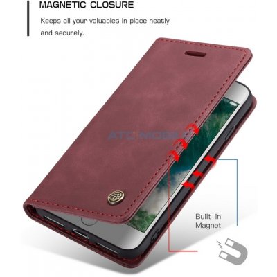 Pouzdro CaseMe Magnetic Book iPhone 7, 8, SE 2020, 2022 červené