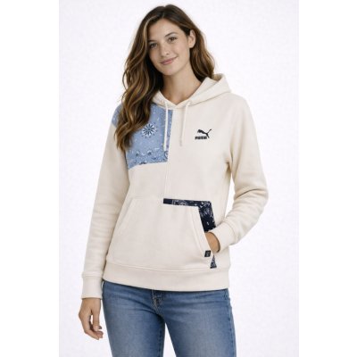 Puma dámská mikina Paisley Hoody White-Black-Blue bílá – Zboží Dáma