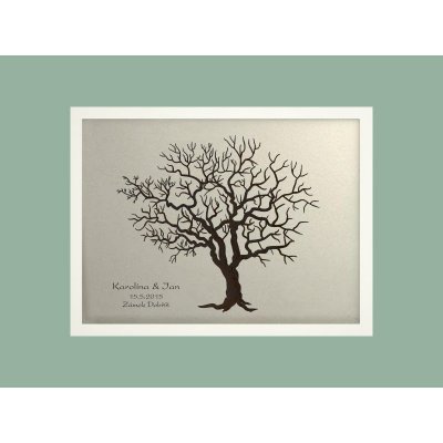 Svatební strom 3 se jmény v bílém rámu 53 x 43 cm – Zboží Mobilmania