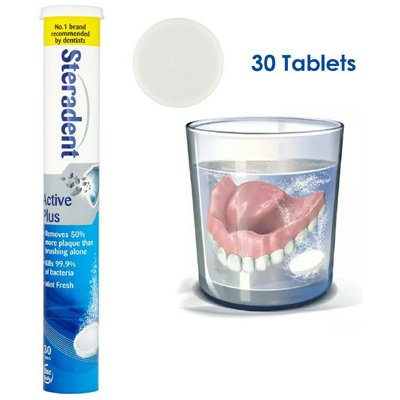 STERADENT ACTIVE PLUS Čistící tablety na zubní náhrady 30 ks – Hledejceny.cz