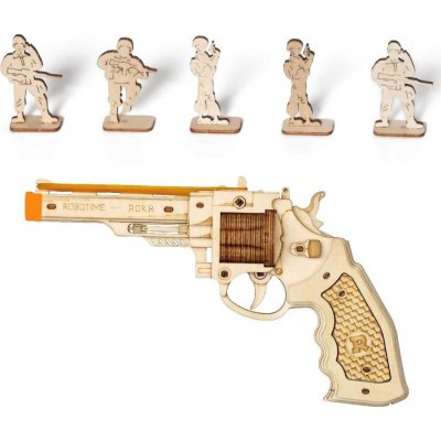 Robotime Rokr 3D dřevěné puzzle Revolver Corsac M60 102 ks – Zboží Dáma