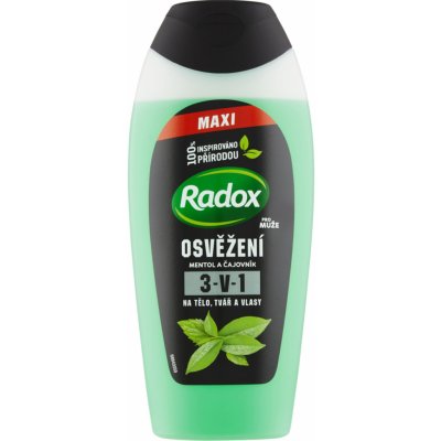 Radox Men Osvěžení Mentol a čajovník 3v1 sprchový gel na tělo tvář a šampon pro muže 400 ml