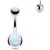 Piercing Šperky4U piercing do pupíku banánek opál BS1063-WH