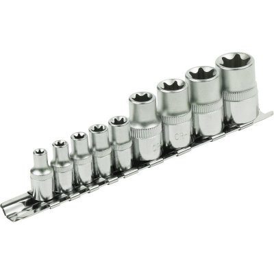 EXTOL PREMIUM Klíče nástrčné vnitřní TORX , sada 9ks, 1/4", E5-E6-E7-E8-E10, 1/2", E12-E14-E16-E18, CrV, 8818114 – Zboží Dáma