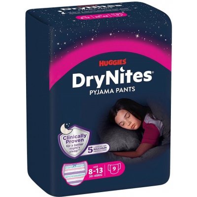 DryNites Huggies pro dívky 8-13 let 30-48 kg 9 ks – Sleviste.cz