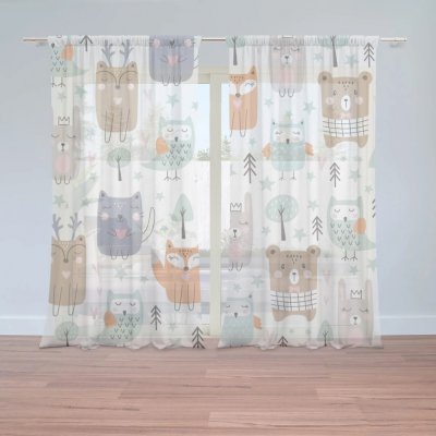Sablio Záclony Animovaná lesní zvířátka: 2ks 150x250cm – Hledejceny.cz