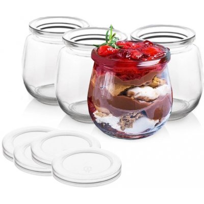 VILDE sklenic na jogurt a dezert s víčky 4ks x 200ml – Zboží Mobilmania