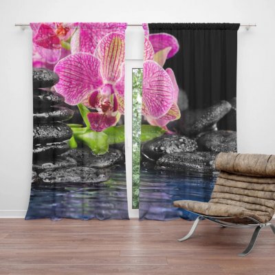 Sablio Závěs Orchidej na kamenech: 2ks 140x250cm – Hledejceny.cz