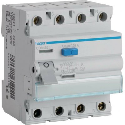 Hager RCCB 3P+N 63A 30mA 6kA A CDA463J – Hledejceny.cz