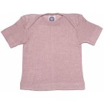 Dětské triko s krátkým rukávem z merino vlny bavlny a hedvábí růžový melír Cosilana – Zboží Dáma