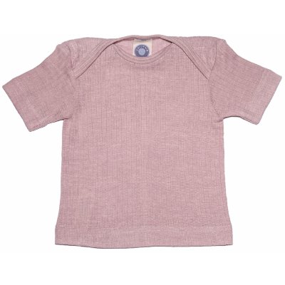 Dětské triko s krátkým rukávem z merino vlny bavlny a hedvábí růžový melír Cosilana – Zboží Dáma