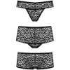 Dámské erotické kalhotky a tanga Underneath Lexi Panties Set 3ks (Black), komplet kalhotky s gepardím vzorem