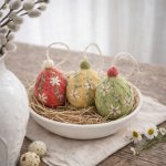 Gry & Sif Plstěná vajíčka s vyšívanými květinami set 3 ks – Sleviste.cz