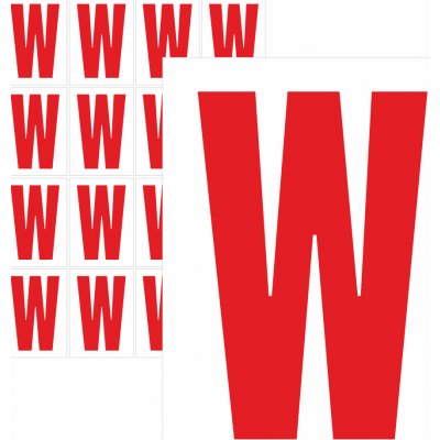 Písmena samolepící červená W samolepící vinylová fólie 75 mm písmo - aršík 4 ks – Zboží Dáma