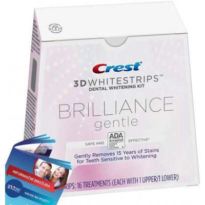 Procter & Gamble Bělicí pásky Crest 3D BRILLIANCE gentle na citlivé zuby 32  ks — Heureka.cz