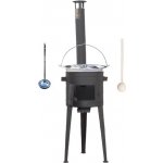 Kessel kotlík na guláš nerez 22 l INOX 0,8 mm speciální žáruvzdorná kotlina vysoká Plus 600 °C 42 cm poklice nerez 47 cm INOX naběračka 350 ml a vařečka 50 cm SUPER PARTY – Zboží Dáma