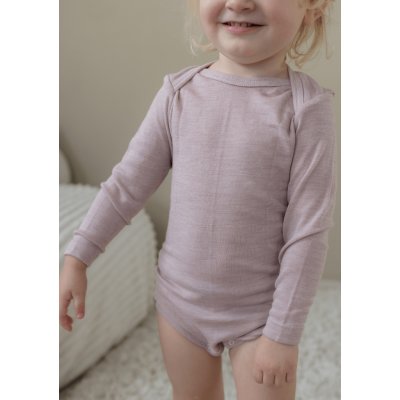 Dětské body z merino vlny a hedvábí Cosilana s dlouhým rukávem růžový melír – Zboží Mobilmania