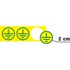 Piktogram Znak uzemnění v kruhu, prům. 2cm - žlutý podklad, zelený tisk | Samolepka, aršík 90 ks