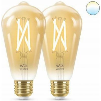 Philips Tunable white 8719514551077 LED žárovka Filament E27 ST64 7W/640lm 2000-5000K jantarová 2-set – Zboží Mobilmania
