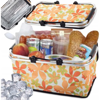 Verk 14195 Nákupní skládací košík bílý květ – Zboží Mobilmania