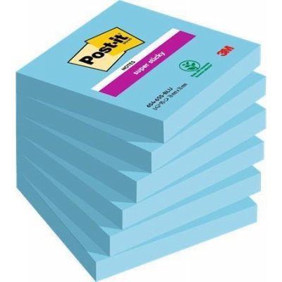 3M POSTIT Samolepicí bloček Super Sticky, modrá, 76 x 76 mm, 6x 90 listů, 3M POSTIT 7100263845 ,balení 540 ks – Hledejceny.cz