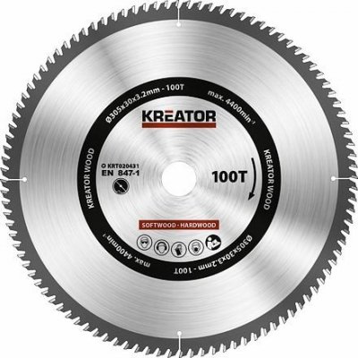 KREATOR Pilový kotouč na dřevo 305 x 30 x 3.2 mm, 100 zubů (KRT020431) – Zboží Mobilmania