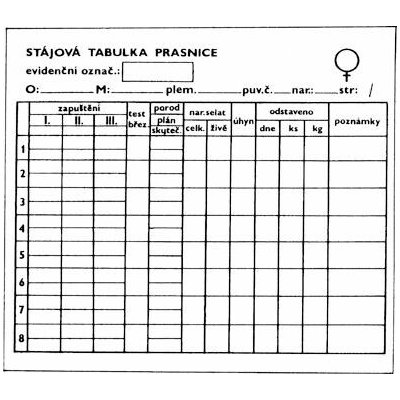 Stájová tabulka pro prasnice – Hledejceny.cz