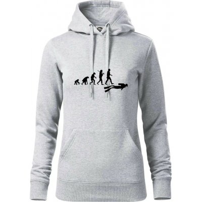 Evoluce potápění mikina dámská Cape s kapucí Světlešedý Melír – Zboží Dáma