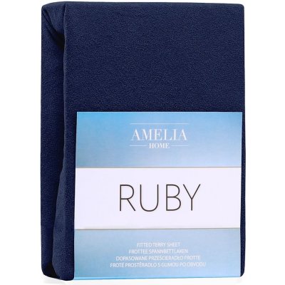 AmeliaHome Froté prostěradlo s gumou Ruby tmavě modré 140-160x200x30 – Zboží Mobilmania