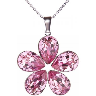 Swarovski Elements Flower, pear stříbrný (přívěsek + řetízek) růžová kytička (slzička, kapka) 54037.3 růžová – Hledejceny.cz