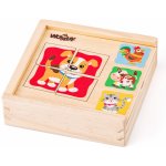 Woody Baby minipuzzle domácí zvířátka 4x4 dílky v krabičce 4v1 – Zboží Mobilmania