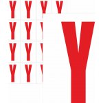 Písmena samolepící červená Y samolepící vinylová fólie 75 mm písmo - aršík 4 ks – Zboží Dáma