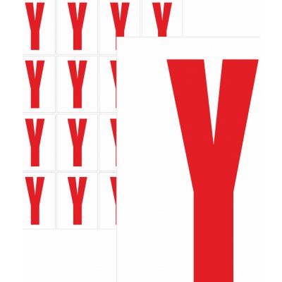 Písmena samolepící červená Y samolepící vinylová fólie 75 mm písmo - aršík 4 ks – Zboží Dáma