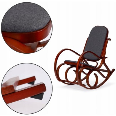 Modernhome Houpací křeslo na lyžinách houpací křeslo TXWQM-F001 CHAROCOAL – Zboží Dáma