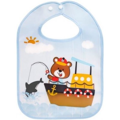 BocioLand plastový bryndáček Medvídek rybář modrý – Zboží Dáma