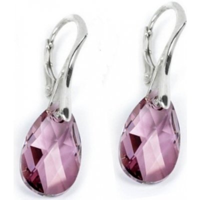 Swarovski Elements Pear krystal stříbrné visací růžové slzičky kapky 31231.7 Antique Pink růžová tmavá starorůžová vintage