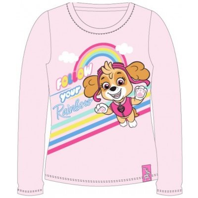 E plus M dívčí bavlněné tričko s dlouhým rukávem tlapková patrola Paw Patrol Skye rážová – Zboží Dáma