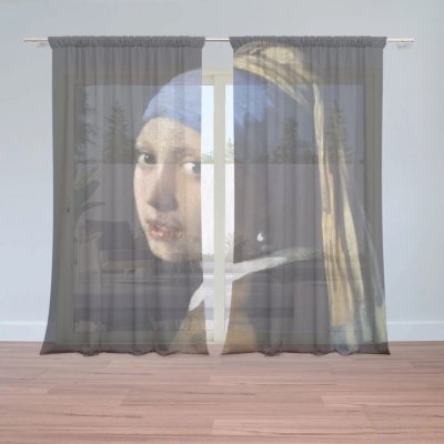 Sablio Záclony Dívka s perlou - Johannes Vermeer: 2ks 150x250cm – Hledejceny.cz
