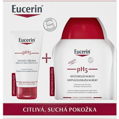 Eucerin pH5 reg. krém na ruce 75 ml + mycí emulze na ruce 250 ml dárková sada – Zboží Mobilmania