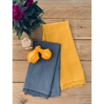 Sleep-well Vaflové s krajkou 50 x 70 cm 2ks OKROVÁ A šedá – Sleviste.cz