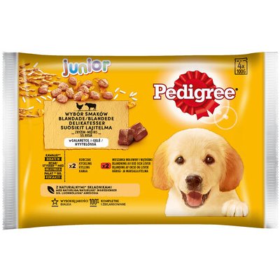 PEDIGREE Junior kuřecí s rýží a hovězí s rýží 4 x 100 g – Hledejceny.cz