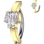 Šperky4U zlacený piercing do pupíku se zirkony WP0095-GD – Zboží Mobilmania