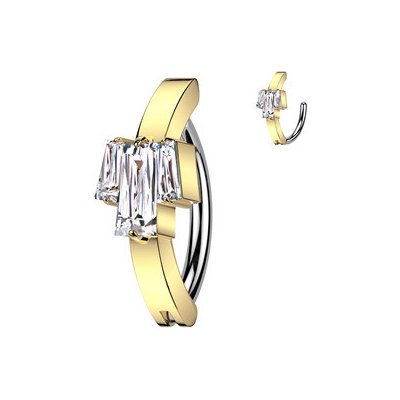 Šperky4U zlacený piercing do pupíku se zirkony WP0095-GD – Zboží Mobilmania